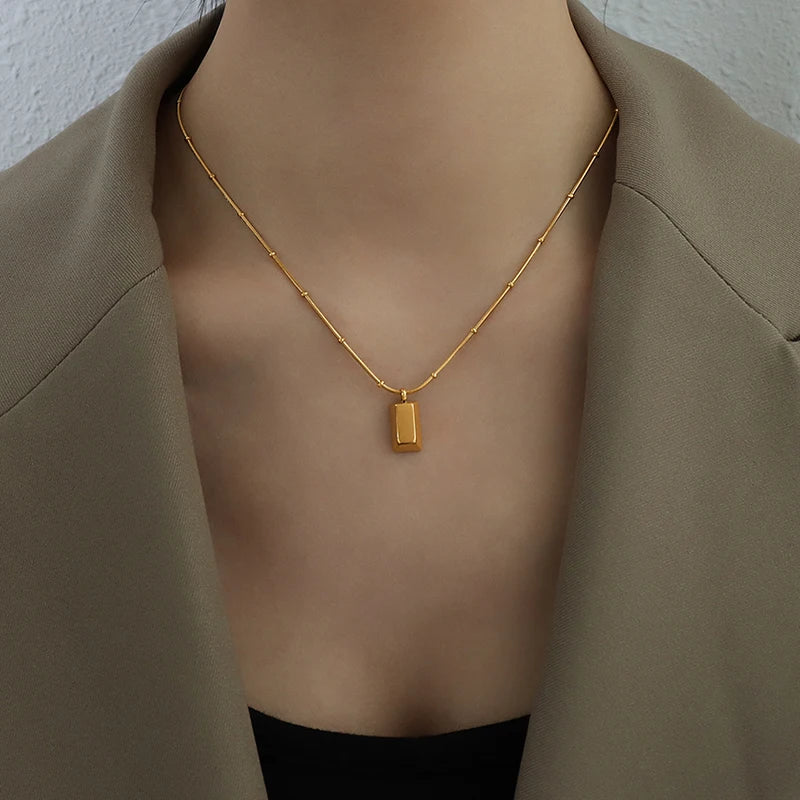 Stainless Steel Three-Dimensional Square Snake Bone Chain Necklace