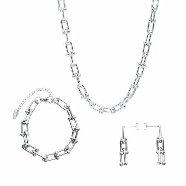 Stainless Steel Horseshoe U-Shaped Necklace Exaggerated Women's Necklace