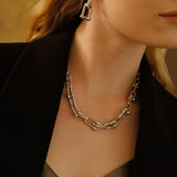 Stainless Steel Horseshoe U-Shaped Necklace Exaggerated Women's Necklace