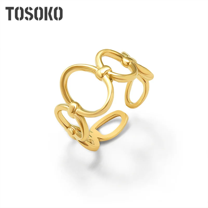 Geometric Ellipse Splicing Ring Stainless Steel Opening Ring BSA151