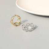 Geometric Ellipse Splicing Ring Stainless Steel Opening Ring BSA151