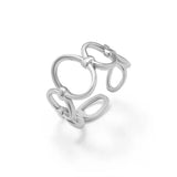 Geometric Ellipse Splicing Ring Stainless Steel Opening Ring BSA151
