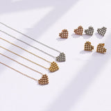 Sweet Peach Heart Beads Chain Stainless Steel Necklace