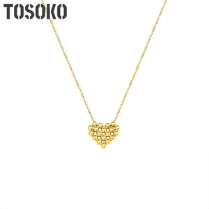 Sweet Peach Heart Beads Chain Stainless Steel Necklace