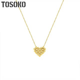Sweet Peach Heart Beads Chain Stainless Steel Necklace