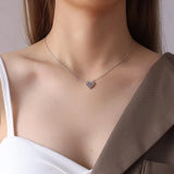 Sweet Peach Heart Beads Chain Stainless Steel Necklace