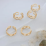 Stainless Steel Oval Hollow Adjustable Couple Ring Plated 18K BSA273