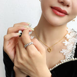 Stainless Steel Women's Zircon Ring 18K Colour BSA224