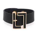 Multicolor Wide Leather Bracelet for Women Geometric Metal Wrap Charm Jewelry