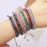 Crystal Bracelets For Women Braided Beads Lucky Rope Charm Bracelet