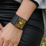 Wide Leather Cuff Bracelet for Women - Punk Statement Jewelry
