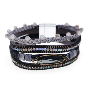 Rhinestone Bar Charm Bohemian Leather Women's Bracelet in 3 Colors