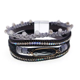 Rhinestone Bar Charm Bohemian Leather Women's Bracelet in 3 Colors