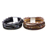 Rhinestone Bar Charm Bohemian Leather Women's Bracelet in 3 Colors