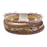 Rhinestone Bar Charm Bohemian Leather Women's Bracelet in 3 Colors