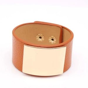 Leopard Pattern Punk Bracelet Beads Leather Bangle for Women