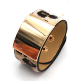 Leopard Pattern Punk Bracelet Beads Leather Bangle for Women