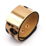 Leopard Pattern Punk Bracelet Beads Leather Bangle for Women