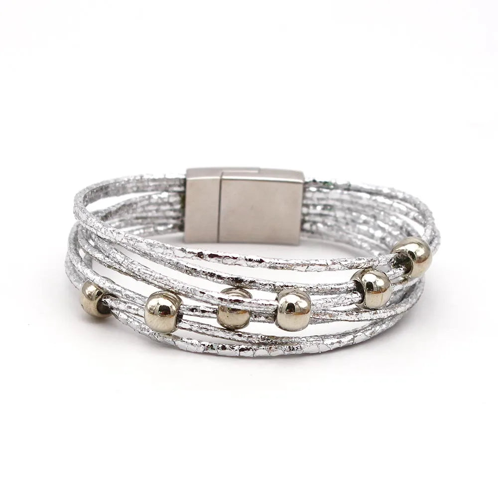 Multilayer Leather Bracelets Women Rope Chain Charms Jewelry