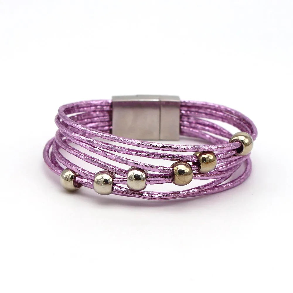 Multilayer Leather Bracelets Women Rope Chain Charms Jewelry