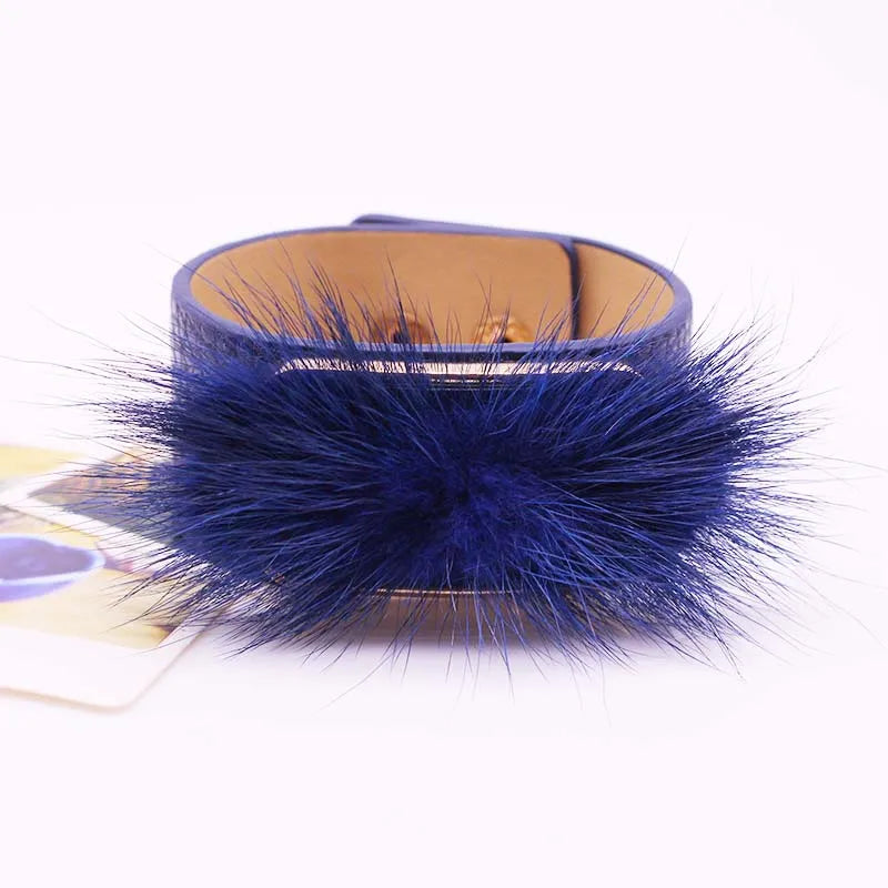 Rabbit Hair Wrap Bracelet Wristband for Women