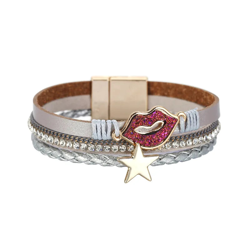 Vintage Multilayer Leather Pearl Bracelet Bangle