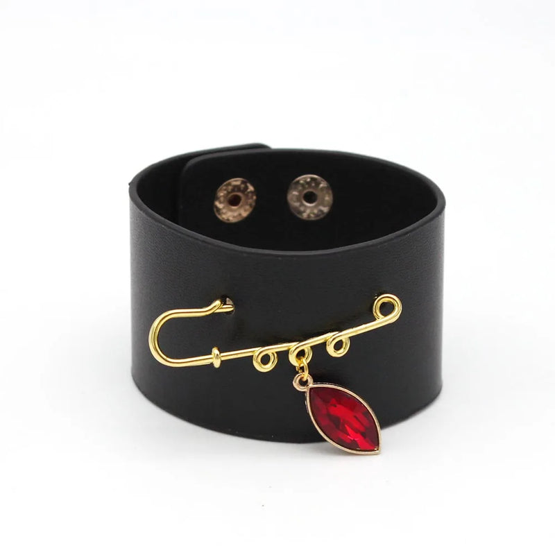 Punk Leather Bracelet Wide Cuff Bracelets Bangles