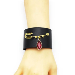 Punk Leather Bracelet Wide Cuff Bracelets Bangles