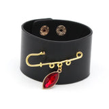 Punk Leather Bracelet Wide Cuff Bracelets Bangles