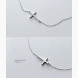 TOYOOSK 925 Silver CZ Cross Pendant Necklace