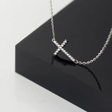 TOYOOSK 925 Silver CZ Cross Pendant Necklace