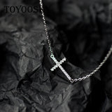 TOYOOSK 925 Silver CZ Cross Pendant Necklace