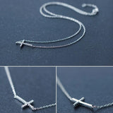 925 Sterling Silver Sideways Cross Necklace Pendant