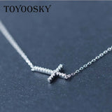 925 Sterling Silver Sideways Cross Necklace Pendant