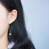 Wave Shell Pearl Ear Line 925 Silver Long Earrings For Women