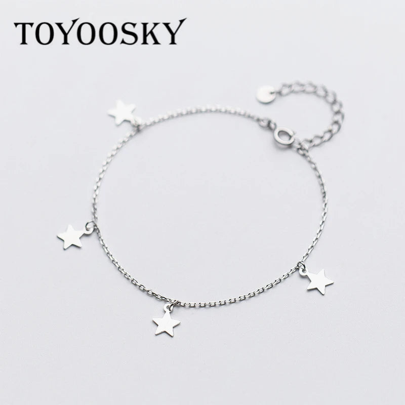 925 Silver 4 Star Bracelet Gift for Girls
