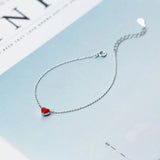 925 Silver Red Heart Pendant Bracelet Jewelry