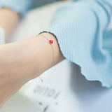 925 Silver Red Heart Pendant Bracelet Jewelry