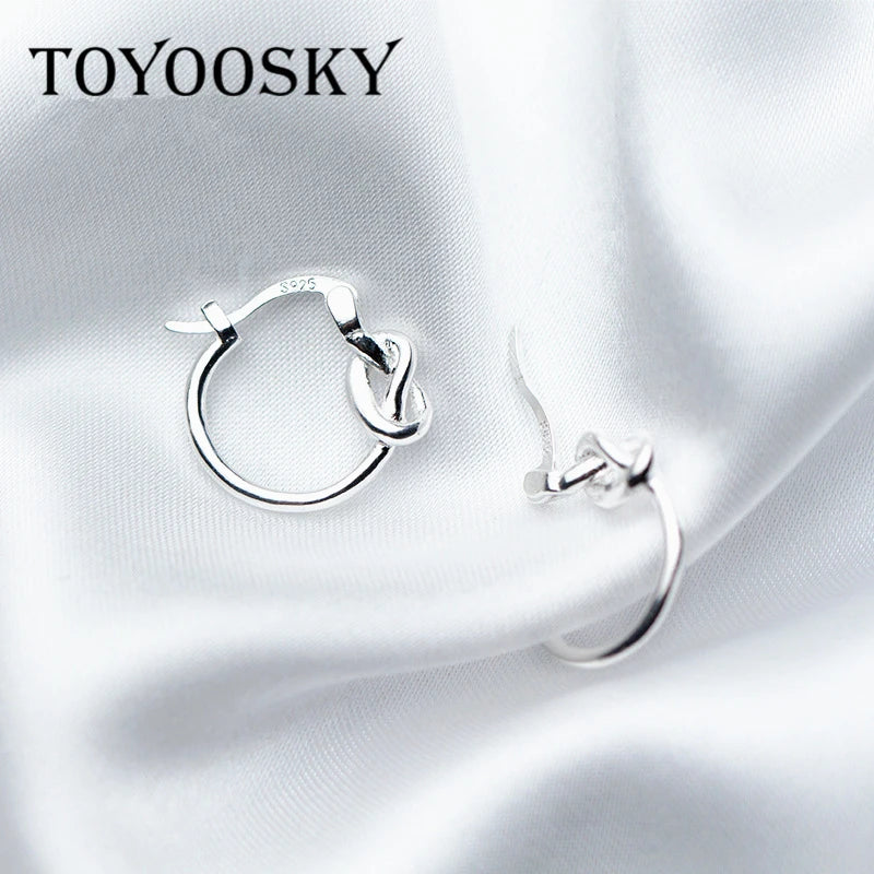925 Silver Knot Shape Ear Clip Earrings for Women Girls Kids