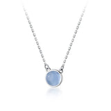 925 Silver Glass Glaze Circle Necklace Choker Chain