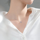 925 Silver Glass Glaze Circle Necklace Choker Chain