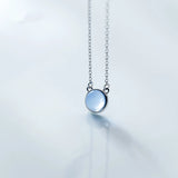 925 Silver Glass Glaze Circle Necklace Choker Chain