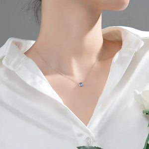 925 Silver Glass Glaze Circle Necklace Choker Chain