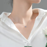 925 Silver Glass Glaze Circle Necklace Choker Chain