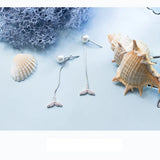 925 Silver Mermaid Tail Pearl Beaded Earrings Brincos