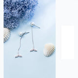 925 Silver Mermaid Tail Pearl Beaded Earrings Brincos