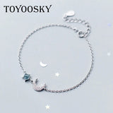 925 Silver Moon Bracelet Curved Glass Hand Jewelry
