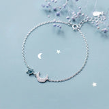 925 Silver Moon Bracelet Curved Glass Hand Jewelry