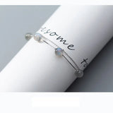 925 Silver Moonstone Bracelet Double Layer Bracelet for Women