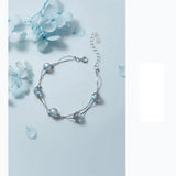 925 Silver Moonstone Bracelet Double Layer Bracelet for Women